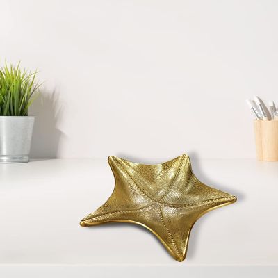 Handmade Decorative Gold Color Coated 36 x 36 x 3 Cms Aluminium Tray GMVK036