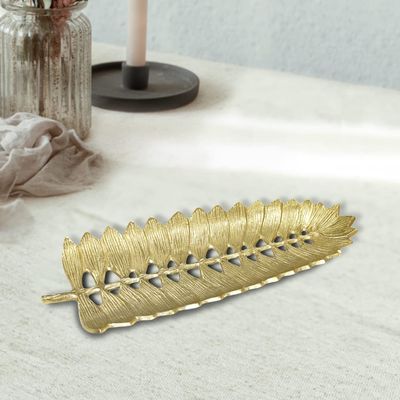 Handmade Decorative Gold Color Coated 20 x 9 x 1.5 Cms Aluminium Tray GMVK051