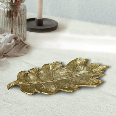 Handmade Decorative Gold Color Coated 21 x 10.5 x 2.3 Cms Aluminium Tray GMVK053
