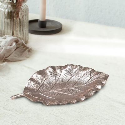 Handmade Decorative Bronze Color Coated 18 x 9.5 x 2 Cms Aluminium Tray GMVK054