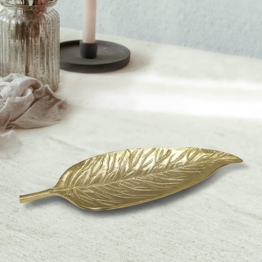 Handmade Decorative Gold Color Coated 10.23 x 3.54 x 0.46 Inches Aluminium Tray 060AB