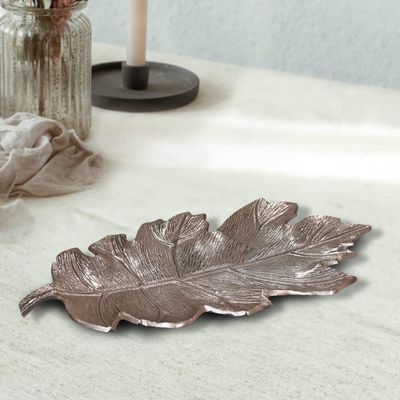 Handmade Decorative Bronze Color Coated 21 x 10.5 x 2.3 Cms Aluminium Tray GMVK053