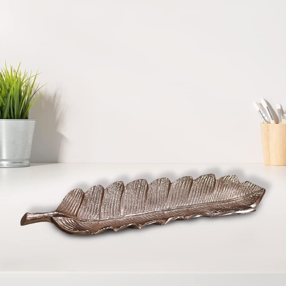 Handmade Decorative Bronze Color Coated 40 x 9.5 x 3 Cms Aluminium Tray GMVK033