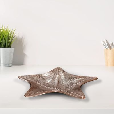 Handmade Decorative Bronze Color Coated 36 x 36 x 3 Cms Aluminium Tray GMVK036