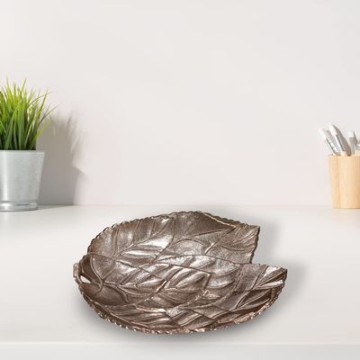 Handmade Decorative Bronze Color Coated 38 x 33 x 6 Cms Aluminium Tray GMVK030