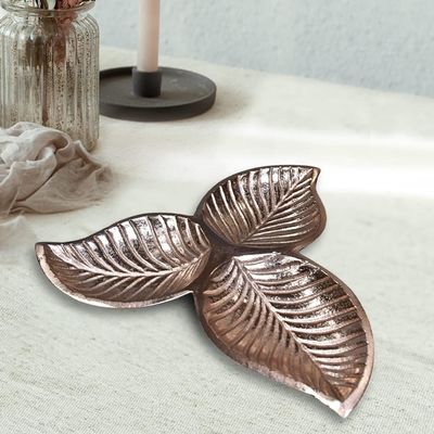 Handmade Decorative Bronze Color Coated 21 x 21 x 2.5 Cms Aluminium Tray GMVK038