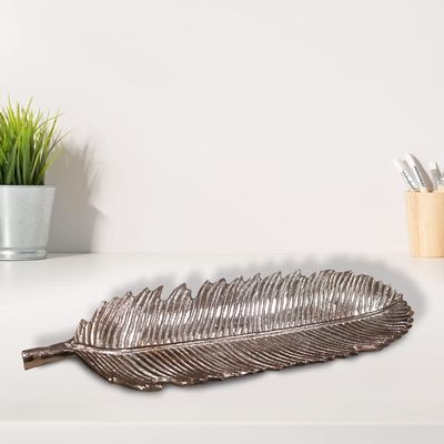 Handmade Decorative Bronze Color Coated 45.7 x 16 x 3 Cms Aluminium Tray GMVK035