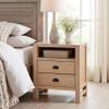 Arden Rustic Wood Nightstand with Open Shelf and 2 Drawers  25-Inch-Tall Solid Pine Bedside Table with Oil-Rubbed Bronze Pulls  Farmhouse Bedroom or Guest Room Storage by Alaterre Furniture view 2