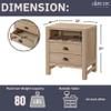 Arden Rustic Wood Nightstand with Open Shelf and 2 Drawers  25-Inch-Tall Solid Pine Bedside Table with Oil-Rubbed Bronze Pulls  Farmhouse Bedroom or Guest Room Storage by Alaterre Furniture view 3