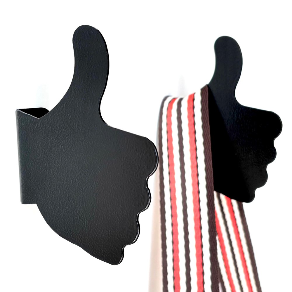 ASTUD Decorative Wall Mounted Hooks (2pcs) Functional Art, Funny, Space-Saving, Heavy Duty Metal Wall Hooks for Bags, Coats, Scarves, Keys, Towels and More (Like-Black)