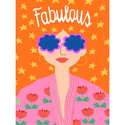 Wee Blue Coo Fabulous Girl Ginger Woman Illustration Large XL Wall Art Canvas Print