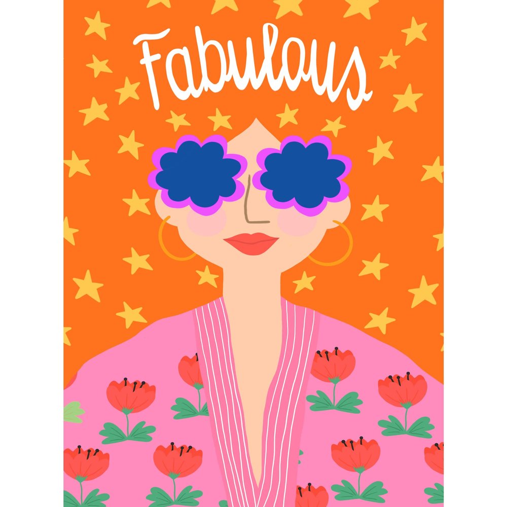 Wee Blue Coo Fabulous Girl Ginger Woman Illustration Large XL Wall Art Canvas Print