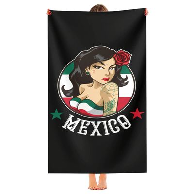 XEMznz Mexico Woman - Mexican Girl Microfiber Sand Free Beach Towel-Quick Dry Super Absorbent Oversized Luxury Towels Blanket for Travel Pool Swimming Bath Camping Yoga Girls Women Men Adults