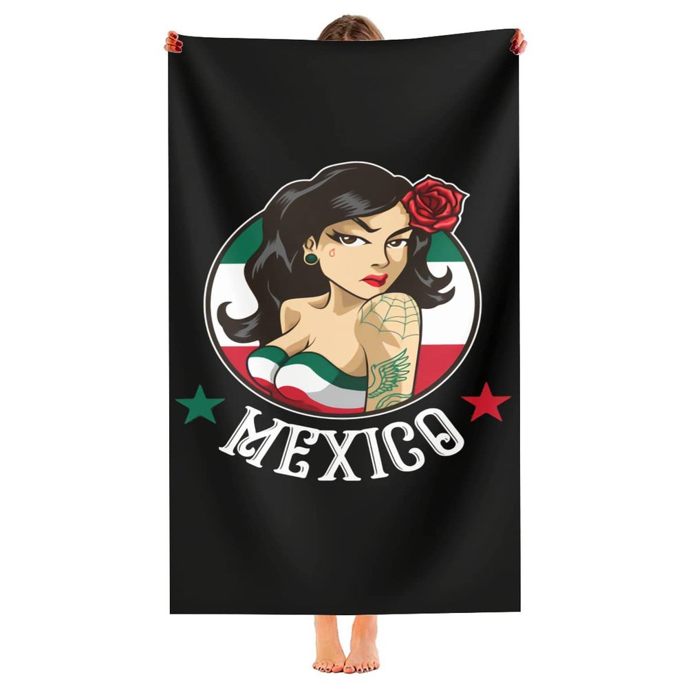 XEMznz Mexico Woman - Mexican Girl Microfiber Sand Free Beach Towel-Quick Dry Super Absorbent Oversized Luxury Towels Blanket for Travel Pool Swimming Bath Camping Yoga Girls Women Men Adults