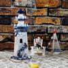 Linfevisi Nautical Decoration Handmade Wooden Lighthouse with Anchor&Seabird Marine Ornament Wooden Lighthouse 10.25" High Tabletop Decor view 4