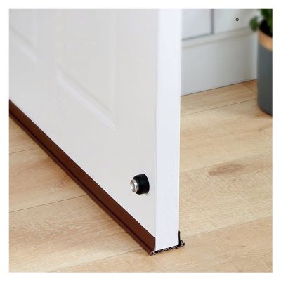 SRNSAEB 38 Inch Under Door Draft Stopper, Self Adhesive Door Seal Strip for Exterior/Interior Doors, Soundproof Dustyproof PVC Door Bottom Blocker (Color : Brown, Size : Pcs 3)