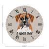 A Good Day Dog Puppy Decorative Wall Clock Dog Puppy Lover Gift Round Clocks Non Ticking Operated Wooden Decorative Wall Clocks Pet Animal Dog 12Inch Clock Nursery Decor For Dinning Living Room view 2