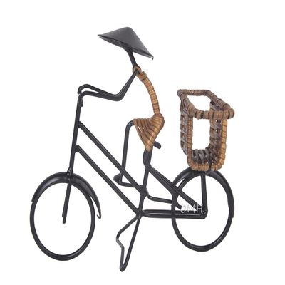 Old Modern Handicrafts Asian Style Bicycle Card Holder - A Vintage Sculpture Decor with Charming Rattan - A Museum Quality Dcor for Home & Office - 6.69 x 4.13 x 5.91 inches
