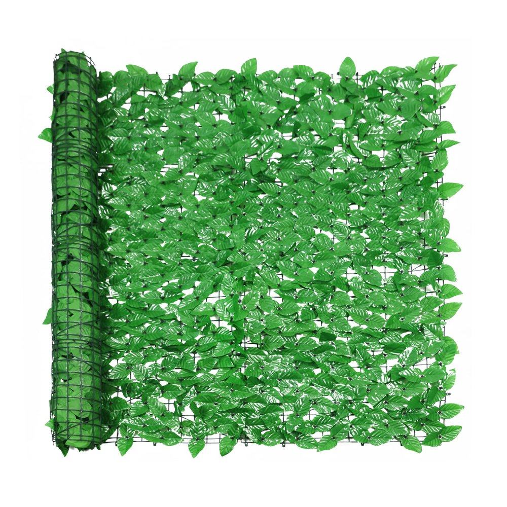 Windscreen4less 39"x117" Faux Leaf Privacy Fence Screen Artificial Laurel Leaves Fence Cover Wall Decoration for Patio Porch Deck Balcony Yard Indoor Outdoor (Light Green)