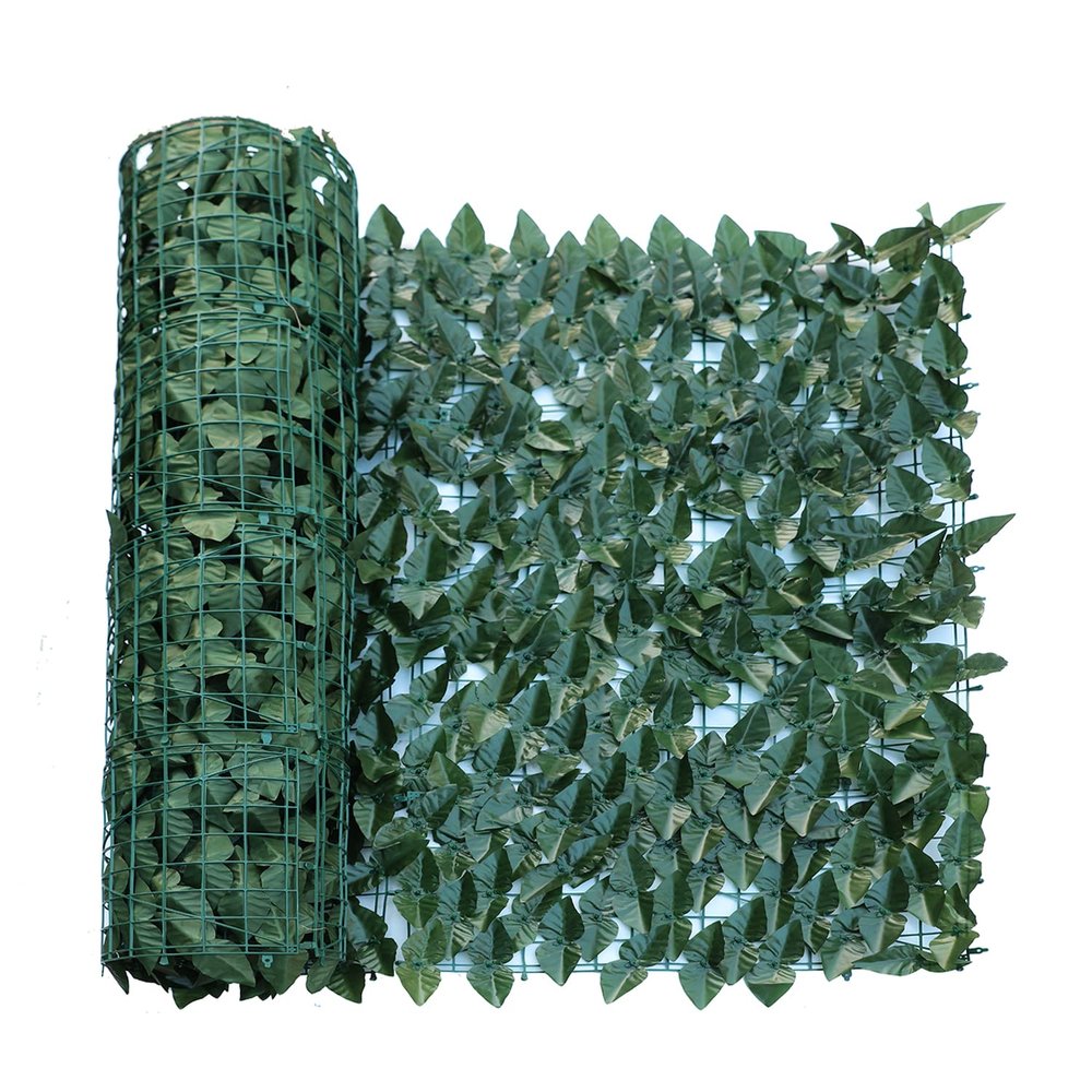 Windscreen4less 39"x117" Faux Leaf Privacy Fence Screen Artificial Laurel Leaves Fence Cover Wall Decoration for Patio Porch Deck Balcony Yard Indoor Outdoor (Dark Green)