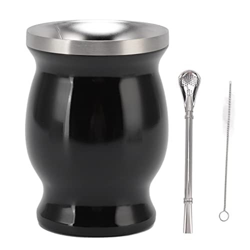 Gourd Cup, 230ML Stainless Steel Tea Cup Set with Brush and Straw Spoon to Enjoy Mate Infused Tea