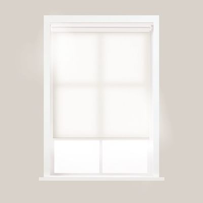 MOOD Modern Roller Shade with Minimalist Styles - Custom Size (1/8" Increment) Both Width and Height - Micro Weaved Performance Fabric | Cordless | Ivory (Light Filtering) | 49" W x 48" H