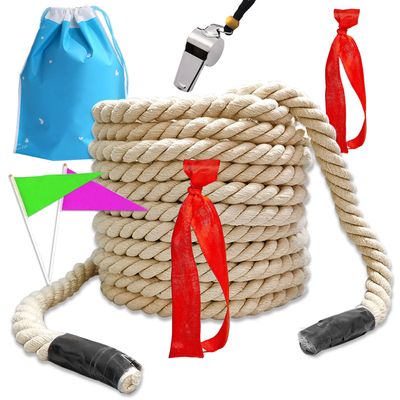 35Ft Tug of War Rope Field Day Family Reunion Natural Cotton Tug of War Rope for Adults, Summer Campe, Yard Games, Outdoor Camping Picnic Games, Team Building