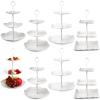 8 Sets 3 Tier Cupcake Stand Plastic Tiered Serving Stand 3 Tier Serving Tray Round Flower Square Hexagonal White Dessert Table Display Set Candy Cupcake Tower Pastry Cupcake Holder for Party Wedding view 1
