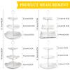 8 Sets 3 Tier Cupcake Stand Plastic Tiered Serving Stand 3 Tier Serving Tray Round Flower Square Hexagonal White Dessert Table Display Set Candy Cupcake Tower Pastry Cupcake Holder for Party Wedding view 2