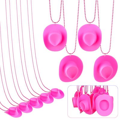 Tudomro 24 Pcs Cowgirl Cowboy Hat Necklaces Cowboy Party Favors Mini Hats Necklaces with Western Cowgirl Hat Bachelorette Birthday My First Rodeo Decoration Horse Party Favors(Hot Style)