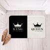 Crown Queen and King Bath Mats His and Hers Matching Couple Bathroom Rug Mat Lover Romantic Valentine's Day Presents Area Rug Carpet Black and White Super Absorbent Floor Mats Home Decor 16"x24" view 1