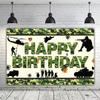 6 X 3.6ft Camouflage Happy Birthday Banner, Camouflage Birthday Party Backdrop, Army Solider Military Camo Bday Party Decoration, Children Adults Army Military Themed Bday Decoration view 1