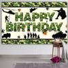 6 X 3.6ft Camouflage Happy Birthday Banner, Camouflage Birthday Party Backdrop, Army Solider Military Camo Bday Party Decoration, Children Adults Army Military Themed Bday Decoration view 3
