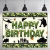6 X 3.6ft Camouflage Happy Birthday Banner, Camouflage Birthday Party Backdrop, Army Solider Military Camo Bday Party Decoration, Children Adults Army Military Themed Bday Decoration view 4