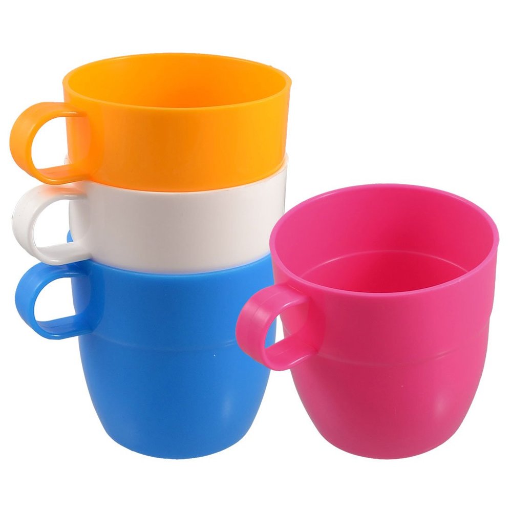 Ruilogod 4 Pcs Plastic Kitchen Washroom Gargle Cup Orange Pink White Blue (id: 076 d20 254 e04 d97