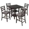 FRITHJILL 4-Person Counter Height Dining Set,5 Piece Wooden Dining Table Set with 1 Square Table and 4 Padded Bar Stools view 1