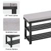 Apicizon 3-Tier Shoe Rack for Entryway, Bamboo Shoe Bench with Cushion Padded Seat, Small Shoe Organizer with Storage for Indoor Entrance Hallway Bedroom Living Room, Black view 4