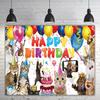 6 X 3.6ft Cat Happy Birthday Backdrop Sign Banner - Kitties Party Supplies Decoration - Pet Paw Theme Backdrop for Children Kids Themed Party view 4
