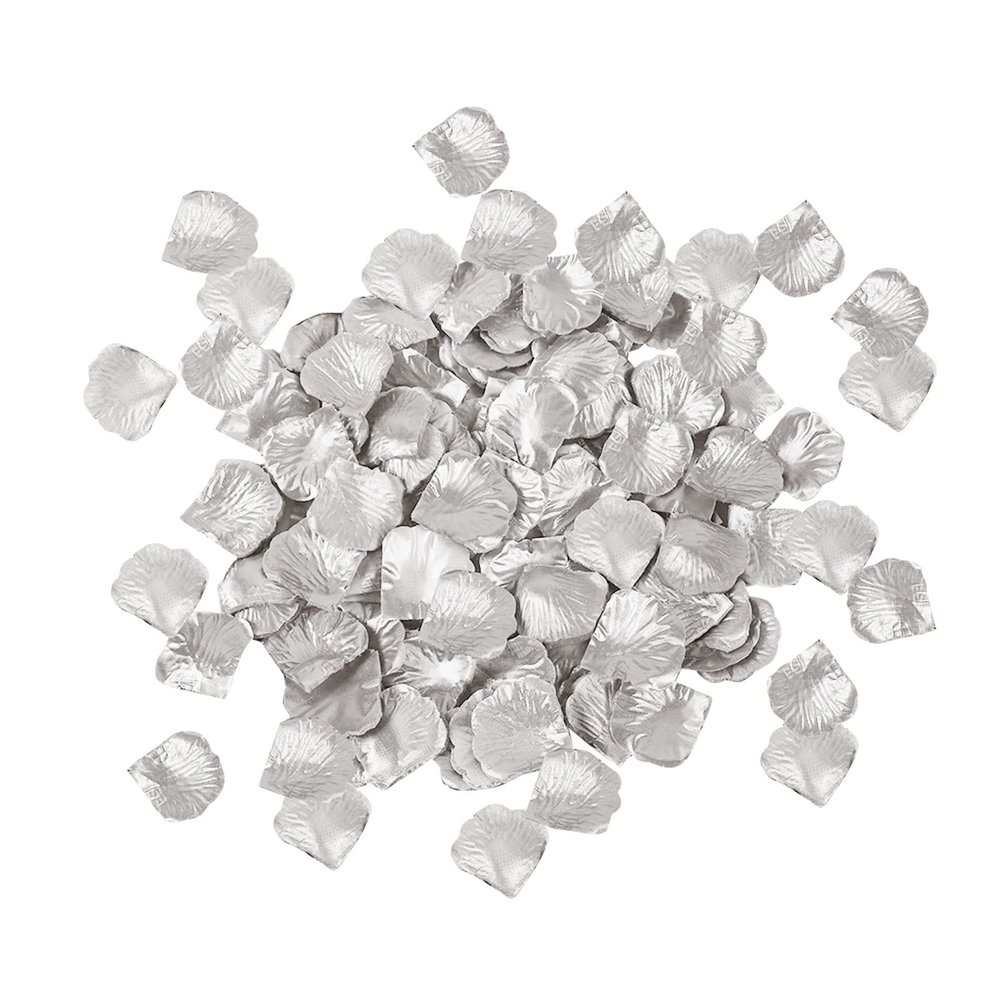 IMFILM 2000 PCS Simulation Rose Petals,Wedding Banquet Scene Decoration Petals Separated Artificial Rose Petals for Wedding Flower Girl Basket Table Centerpieces Aisle(Silver)