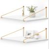 Afuly 12 Inch Deep Floating Shelves for Wall, Gold White Wall Mounted Shelves, Hanging Storage Shelves for Bathroom Kitchen Bedroom, Solid Wood Chic Bookshelves, Set of 2 view 1