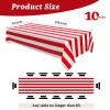 10 Packs Red Striped Rectangular Tablecloth Plastic Waterproof Tablecloths 54" x 108" Disposable Carnival Circus Classic Red and White Table Covers,for Birthday,Picnic Party,Outdoor Table Decorations view 2