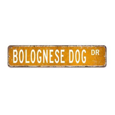 Bolognese Dog Street Signs Customized Bolognese Dog Metal Sign Bolognese Dog Lover Wall Art Vintage Rustic Metal Wall Sign Wall Decor For Bedroom Kitchen Cafe Bar Office Garage Dog Owner Gift