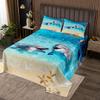 Homewish Cute Dolphin Bedspread Queen,Starfish Coral Marine Life Coverlet Set 3pcs for Kids Teens Adults Room Decor,Hawaii Beach Quilted Coverlet Blue Romantic Bedding Quilt with 2 Pillowcases view 1