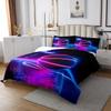 Basketball Glitter Bedspread Queen,Basketball Court Geometric Coverlet Set 3pcs for Kids Teens Adults Room Decor,Sports Games Quilted Coverlet Neon Purple Gradient Bedding Quilt with 2 Pillowcases view 3