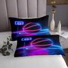 Basketball Glitter Bedspread Queen,Basketball Court Geometric Coverlet Set 3pcs for Kids Teens Adults Room Decor,Sports Games Quilted Coverlet Neon Purple Gradient Bedding Quilt with 2 Pillowcases view 4