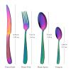 16-Piece Flatware Silverware Set, Uniturcky Rainbow 18/0 Stainless Steel Cutlery Sets, Multipurpose Use for Home, Kitchen, Restaurant, Hotel Tableware Utensil Service for 4, Mirror Polished view 2