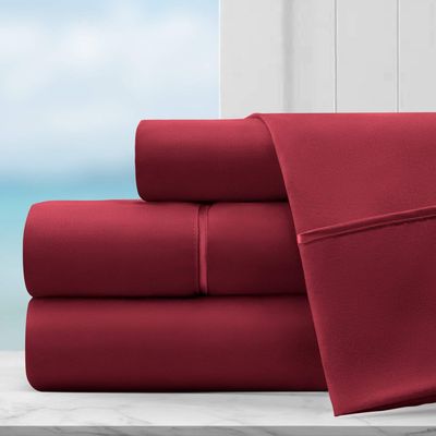 100% Long Staple Cotton 5 PCs Split Sheet Set - 800 Thread Count, Split Cal-King Sheets Sets for Adjustable Beds, Fits Mattress Upto 12'' Deep Pockets(Burgundy Split Bedding Set)
