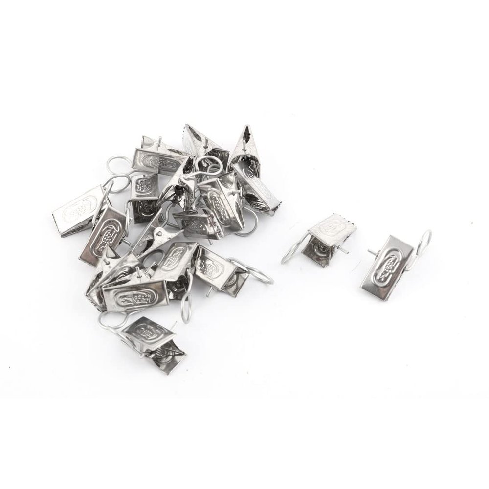 Ruilogod Metal Household Living Room Window Drapery Curtain Hook Clip Silver Tone 18pcs (id: b78 c08 931 ac9 328