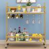 ASYA The Home Bar Serving Cart Gold with Marble Shelves & Wine Rack, Modern Mini Bar Cart on Wheels for Dining Room, Living Room and Home Bar view 2