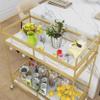ASYA The Home Bar Serving Cart Gold with Marble Shelves & Wine Rack, Modern Mini Bar Cart on Wheels for Dining Room, Living Room and Home Bar view 3